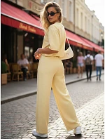 Dámská tepláková souprava s krátkým rukávem žlutá FashionStreet AY1167 Dámská tepláková souprava s krátkým rukávem žlutá FashionStreet AY1167