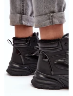Ocieplané dámské sportovní šněrovací boty černé Dejana