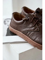 Kožené dámské polobotky Barefoot Zazoo 10189 Čokoládové