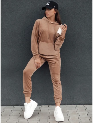 Dámský velurový komplet RELAX FIT světle hnědý FashionStreet AY1070