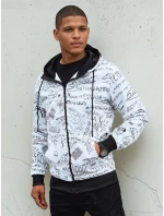 Pánská mikina na zip s kapucí bílá FashionStreet BX5749