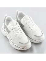 Bílo-šedé dámské sneakersy s brokátovými vsadkami (LU-2) Bílo-šedé dámské sneakersy s brokátovými vsadkami (LU-2)