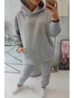 Zateplený set s mikinou s kapucí šedý