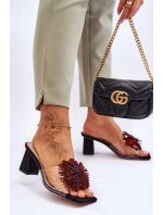 Módní transparentní pantofle na vysokém podpatku S.Barski KV-AP658-1 Černá Módní transparentní pantofle na vysokém podpatku S.Barski KV-AP658-1 Černá