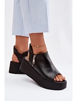 Zazoo 1792 Kožené sandály na platformě Černé Zazoo 1792 Kožené sandály na platformě Černé