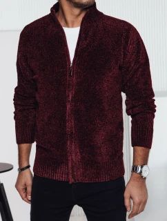 Pánský svetr bez knoflíků vínové barvy FashionStreet WX2233