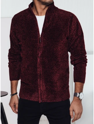 Pánský svetr bez knoflíků vínové barvy FashionStreet WX2233
