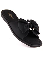 Dámské ploché žabky s mašlí černé eVento 5479