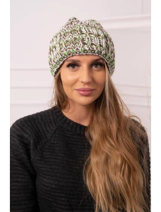 Čepice s rolováním Klara K311 zelená+hnědá Čepice s rolováním Klara K311 zelená+hnědá