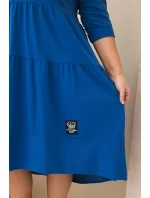 Dámská bavlněná sukýnka Plus Size s volány a ohrnutým rukávem chabrová