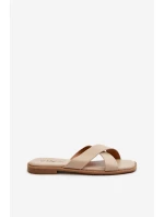 Dámské sandály na ploché podrážce z ekokůže S.Barski KV27-002 Bežové Dámské sandály na ploché podrážce z ekokůže S.Barski KV27-002 Bežové