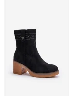 Zateplené dámské boty na podpatku černé Vailia