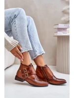 Dámské kožené boty na příčce Maciejka hnědé 04492-98