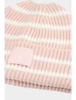 Dívčí zimní čepice pruhovaná růžová 4F 4FJWAW24ACAPF417-56S Dívčí zimní čepice pruhovaná růžová 4F 4FJWAW24ACAPF417-56S
