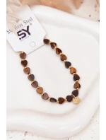 Náramek srdíčka ze chirurgické oceli hnědý