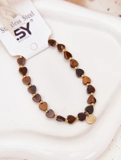 Náramek srdíčka ze chirurgické oceli hnědý