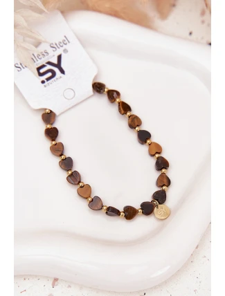 Náramek srdíčka ze chirurgické oceli hnědý