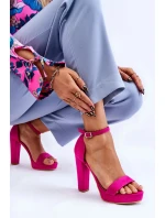 Semišové Sandály Na Podpatku Fuchsie Spectacular