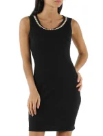 Společenské značkové šaty LUXESTAR zdobené perlami krátké černé - Černá - LUXESTAR