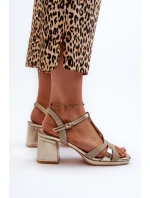 Dámské sandály na podpatku z ekokůže zlaté Lyana