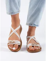 Zajímavé bílé sandály dámské bez podpatku Zajímavé bílé sandály dámské bez podpatku