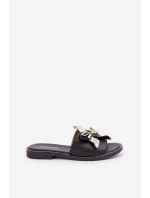 Pantofle S Dekorací Přírodní Kůže Zazoo 3574/Z Černé