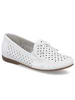 Dámské kožené prolamované mokasíny Rieker L6352-80, lehké pohodlné bílé barvy