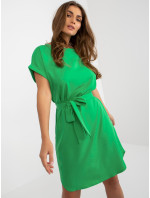 Zelené šaty RUE PARIS s krátkým rukávem