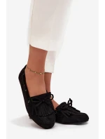 Dámské mokasíny s třásněmi a mašlí Olivianne – černé