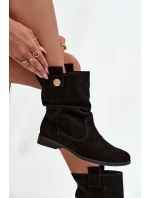 Dámské kotníkové boty ve stylu kovbojek na podpatku S.Barski – béžové