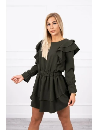 Šaty se svislými volány khaki Šaty se svislými volány khaki