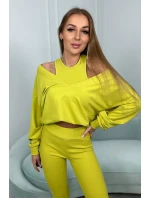 3-dílný set halenka + top + legíny kiwi