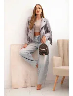 Dámská semišová bunda s třásněmi šedá Dámská semišová bunda s třásněmi šedá