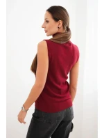 Dámská viskózová bezrukávová blůza s rolákem bordová