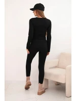 Dámská souprava bavlněná s dlouhým rukávem a legínami černý Dámská souprava bavlněná s dlouhým rukávem a legínami černý