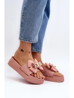 Dámské Žabky S Mašlí a Plyšovým Medvídkem Růžové Katterina Dámské Žabky S Mašlí a Plyšovým Medvídkem Růžové Katterina