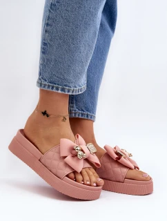 Dámské Žabky S Mašlí a Plyšovým Medvídkem Růžové Katterina