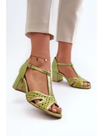 Dámské kožené sandály na podpatku Maciejka 06551-09 limetkové