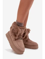 Dámské Sněhule Na Platformě S Kožíškem A Šněrováním Big Star SS274114 Béžové Dámské Sněhule Na Platformě S Kožíškem A Šněrováním Big Star SS274114 Béžové