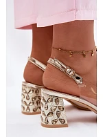 Průhledné sandály na podpatku s krystaly Vinceza 70124 Zlaté