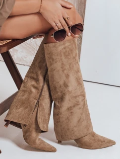 Dámské semišové boty s širokým svrškem khaki FashionStreet ZY1099