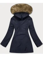 Tmavě modrá dámská zimní bunda s odepínací kožešinovou podšívkou (m-21005)