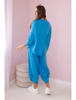 Bavlněná mikina kalhoty set tyrkys Bavlněná mikina kalhoty set tyrkys