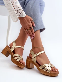 Dámské sandály na podpatku z eko kůže zlaté Assames