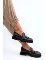 Zazoo 3485 Dámské mokasíny s ​​zlatým ozdobou Přírodní kůže