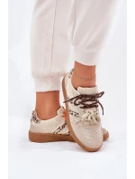 Dámské Tenisky S Dvojitým Šněrováním Leopardí Béžové Ollabes