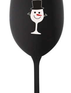 SNĚHULÁČEK - černá sklenice na víno 350 ml