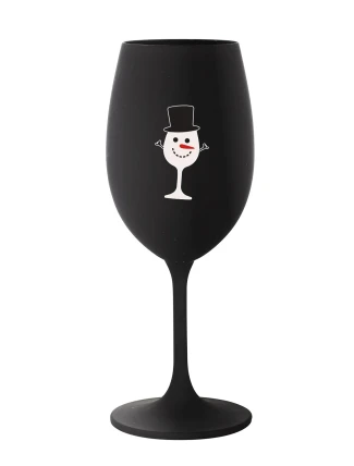 SNĚHULÁČEK - černá sklenice na víno 350 ml