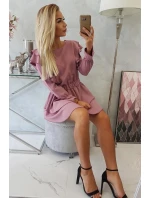 Dámské šaty se svislými volány 16095 tmavě růžové - Kesi Dámské šaty se svislými volány 16095 tmavě růžové - Kesi