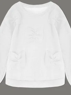 Teplá bílá dámská mikina s mašlemi (23999)